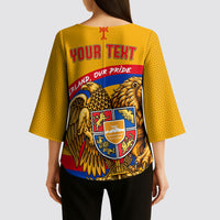 Personalized Armenia Coat Of Arms Kimono Sleeve Blouse Armenian Flag Map And Patriotic Eagle Lion