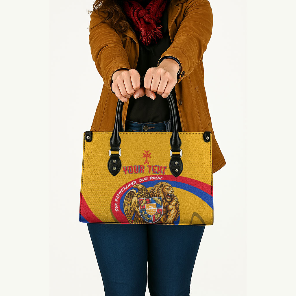 Personalized Armenia Coat Of Arms Leather Bag Armenian Flag Map And Patriotic Eagle Lion