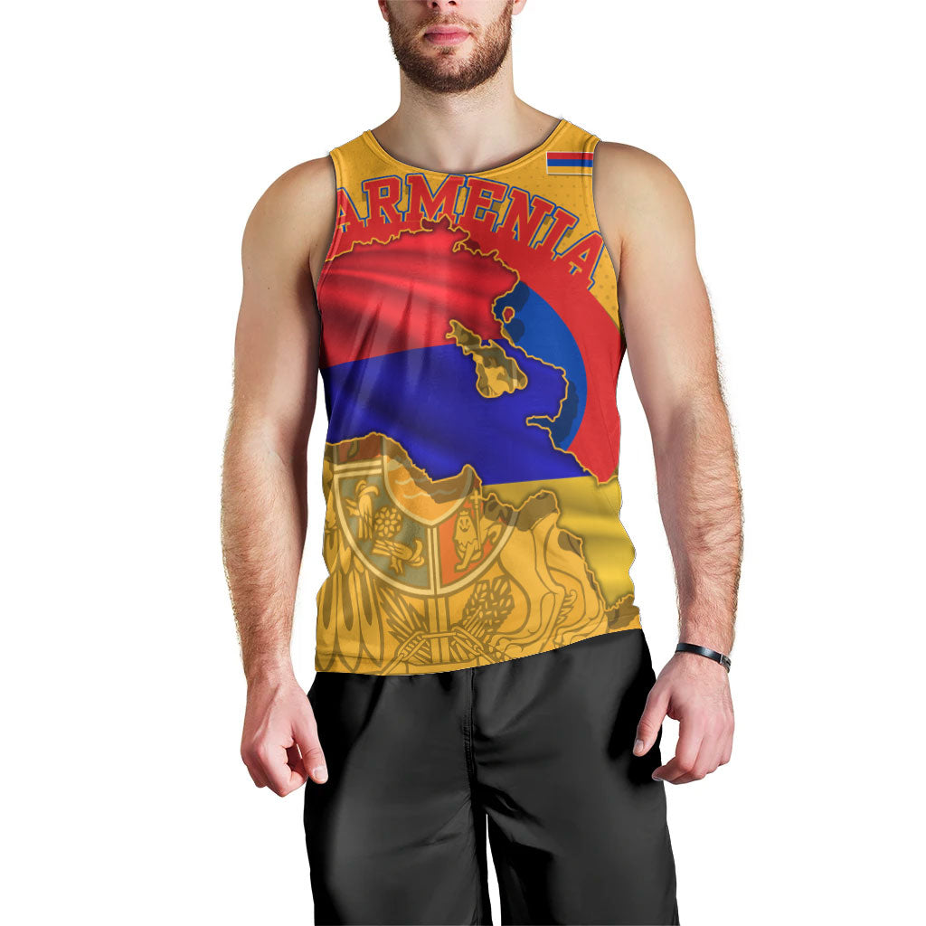 Personalized Armenia Coat Of Arms Men Tank Top Armenian Flag Map And Patriotic Eagle Lion