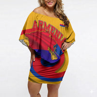 Personalized Armenia Coat Of Arms Off Shoulder Short Dress Armenian Flag Map And Patriotic Eagle Lion