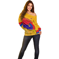 Personalized Armenia Coat Of Arms Off Shoulder Sweater Armenian Flag Map And Patriotic Eagle Lion