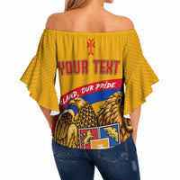 Personalized Armenia Coat Of Arms Off Shoulder Wrap Waist Top Armenian Flag Map And Patriotic Eagle Lion