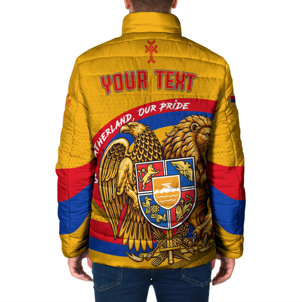 Personalized Armenia Coat Of Arms Padded Jacket Armenian Flag Map And Patriotic Eagle Lion