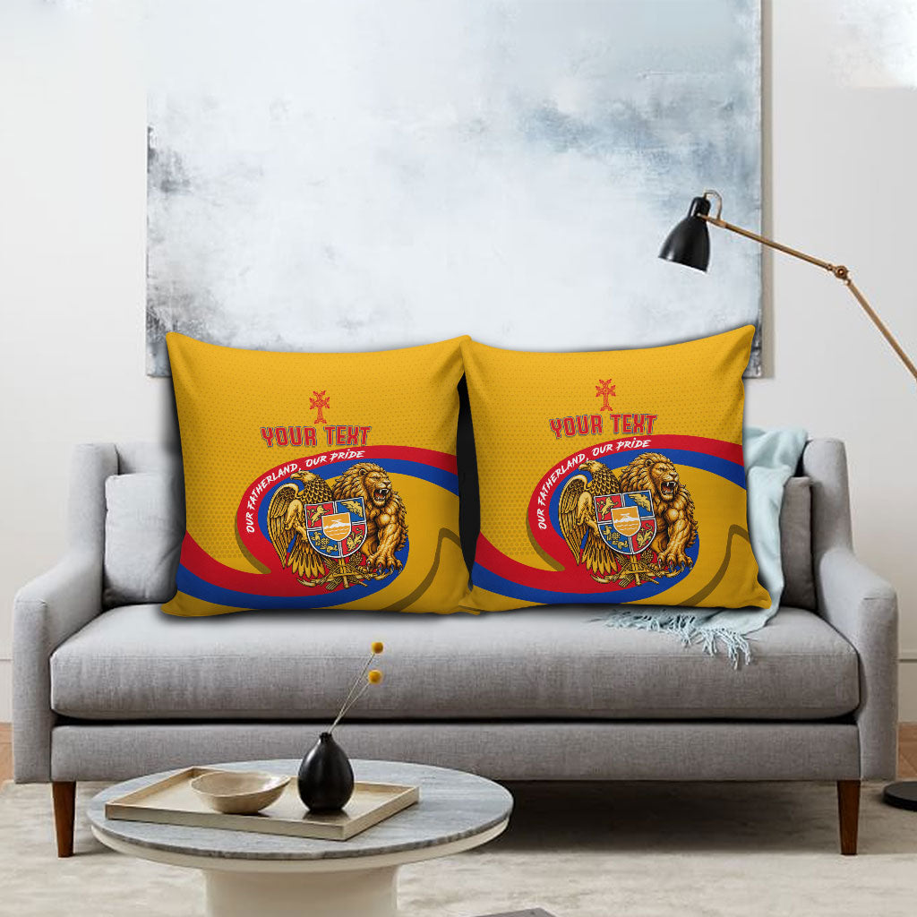 Personalized Armenia Coat Of Arms Pillow Cover Armenian Flag Map And Patriotic Eagle Lion