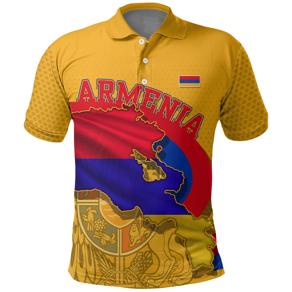 Personalized Armenia Coat Of Arms Polo Shirt Armenian Flag Map And Patriotic Eagle Lion