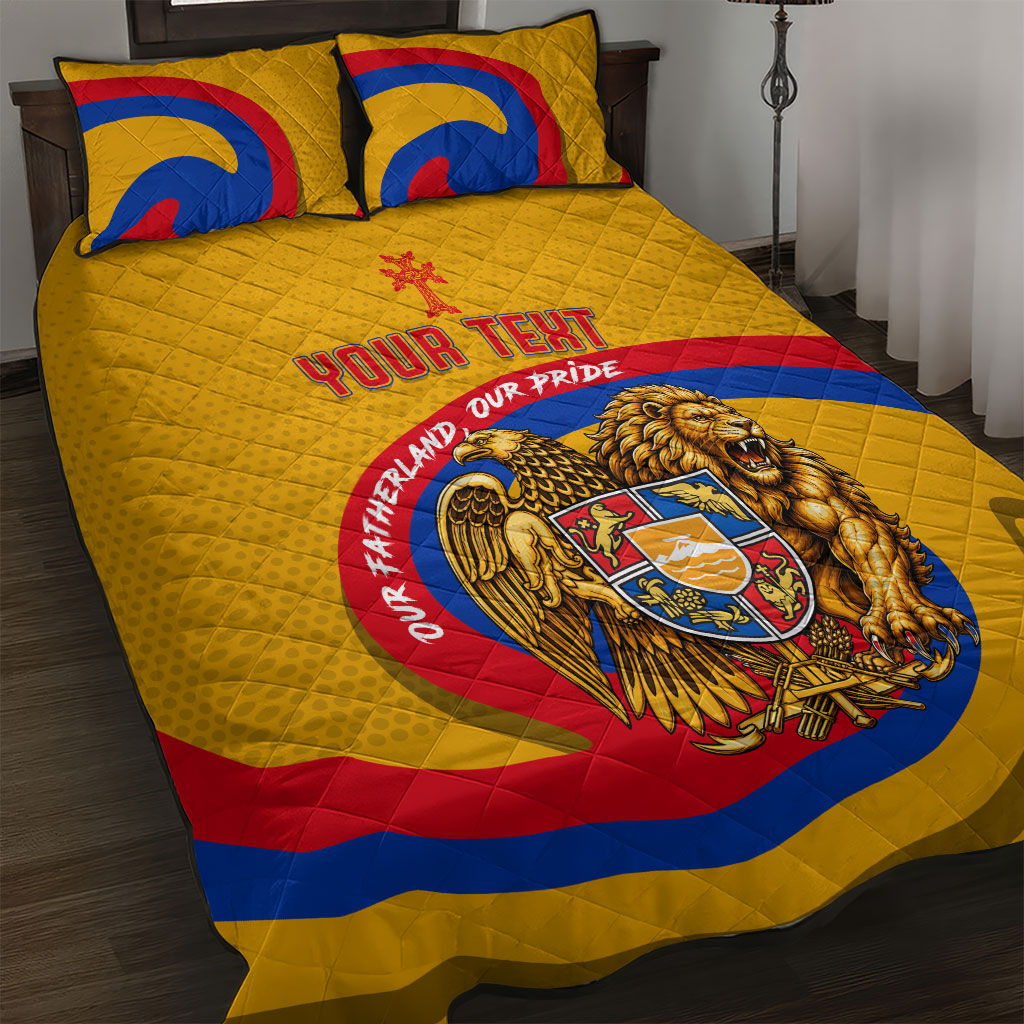 Personalized Armenia Coat Of Arms Quilt Bed Set Armenian Flag Map And Patriotic Eagle Lion