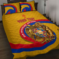 Personalized Armenia Coat Of Arms Quilt Bed Set Armenian Flag Map And Patriotic Eagle Lion