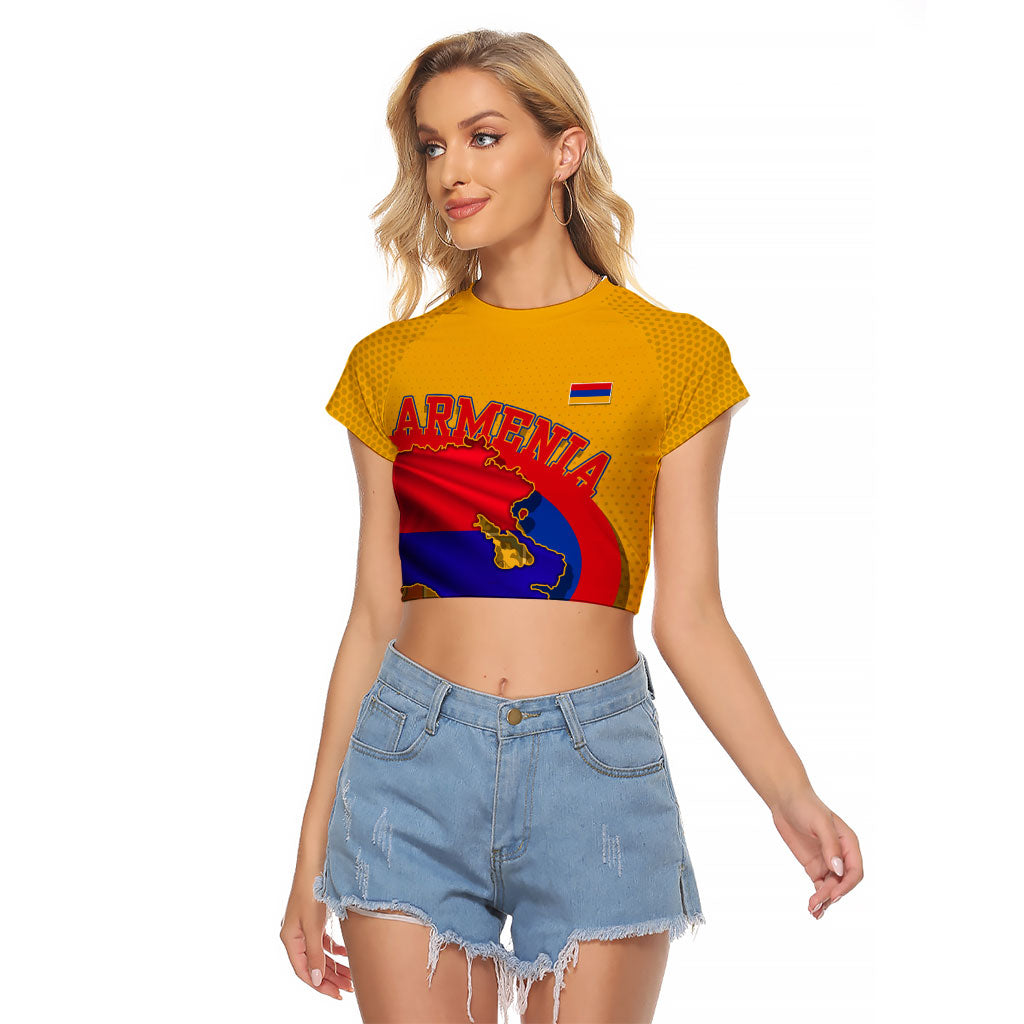 Personalized Armenia Coat Of Arms Raglan Cropped T Shirt Armenian Flag Map And Patriotic Eagle Lion