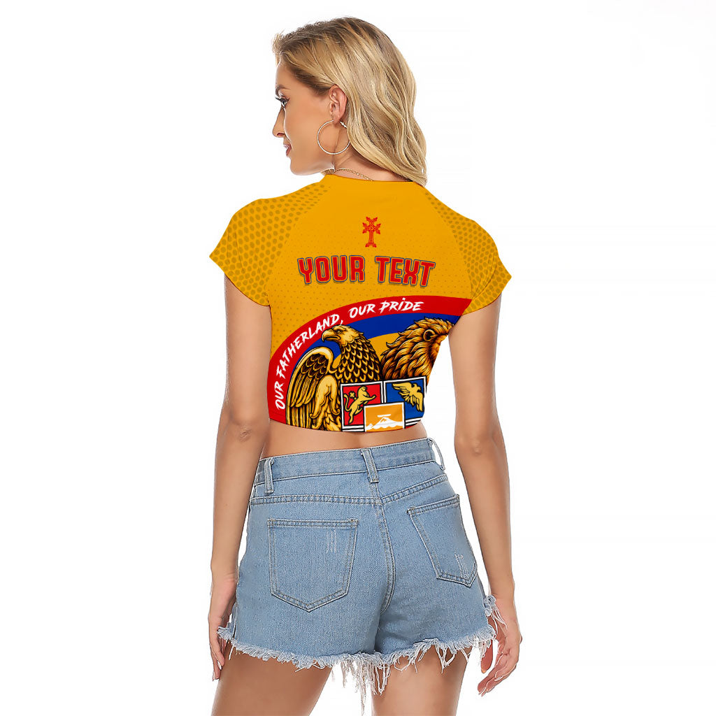 Personalized Armenia Coat Of Arms Raglan Cropped T Shirt Armenian Flag Map And Patriotic Eagle Lion