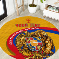 Personalized Armenia Coat Of Arms Round Carpet Armenian Flag Map And Patriotic Eagle Lion