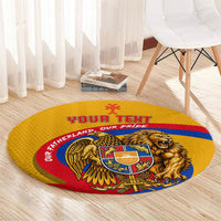Personalized Armenia Coat Of Arms Round Carpet Armenian Flag Map And Patriotic Eagle Lion