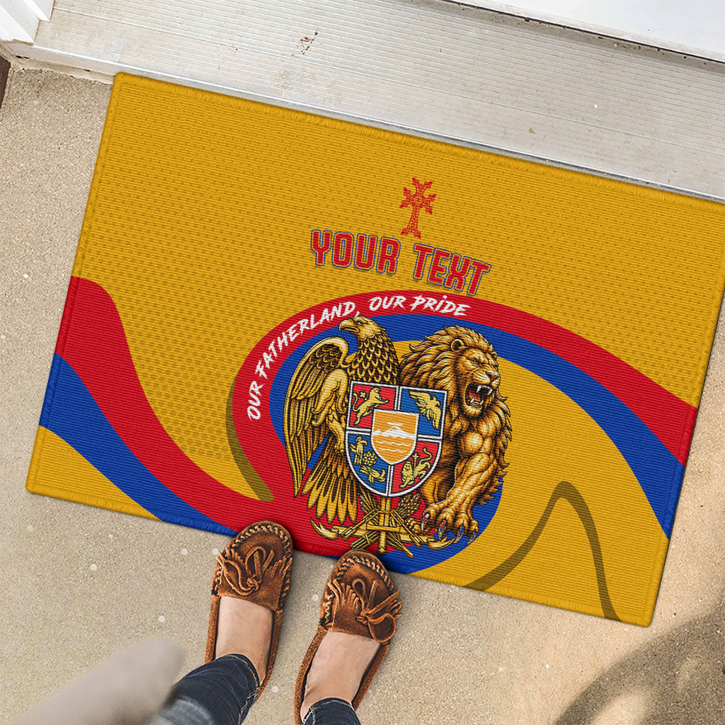 Personalized Armenia Coat Of Arms Rubber Doormat Armenian Flag Map And Patriotic Eagle Lion