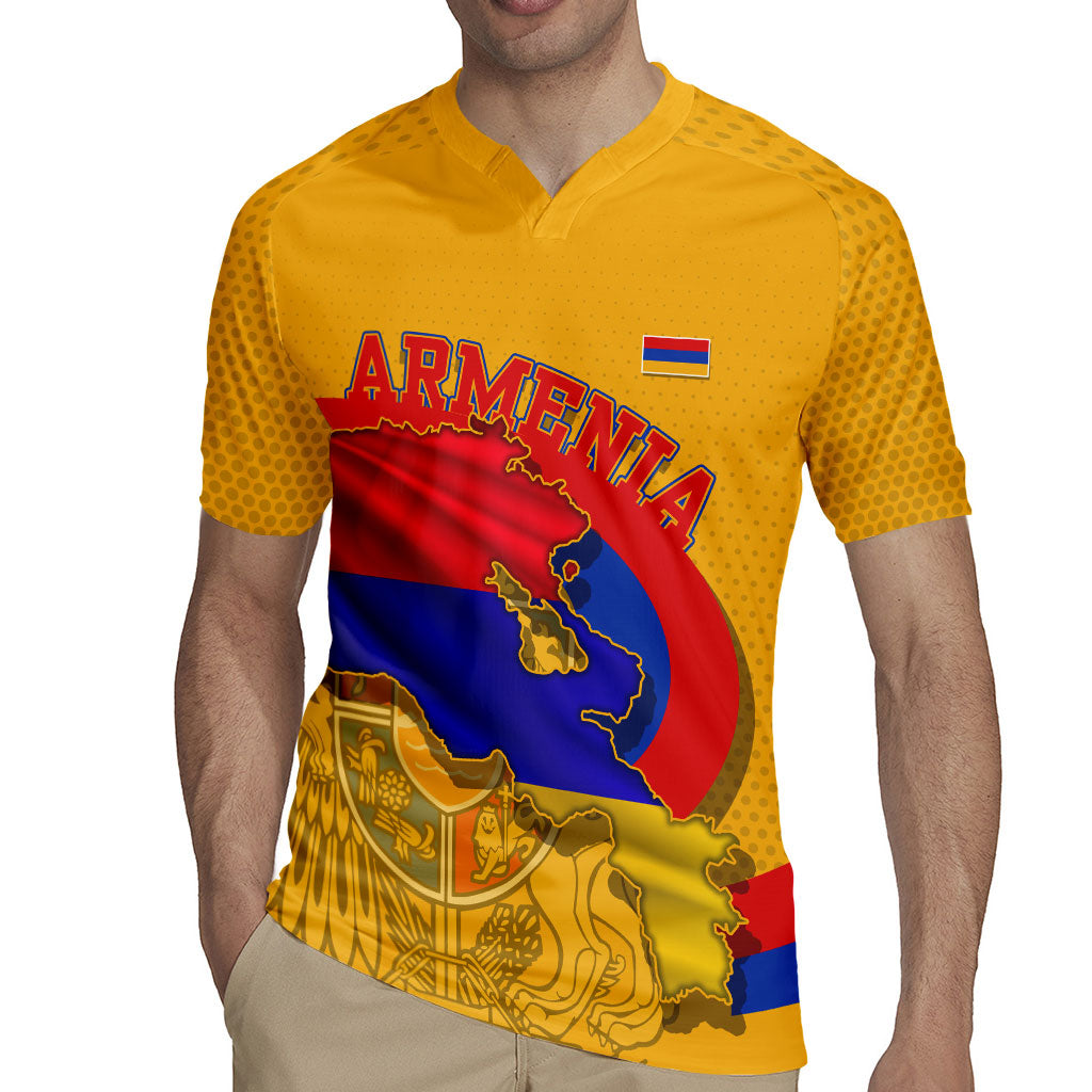 Personalized Armenia Coat Of Arms Rugby Jersey Armenian Flag Map And Patriotic Eagle Lion
