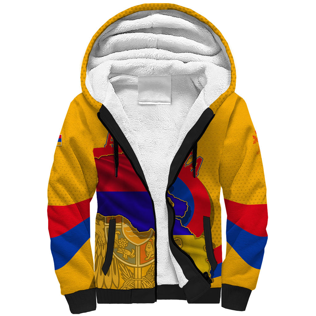 Personalized Armenia Coat Of Arms Sherpa Hoodie Armenian Flag Map And Patriotic Eagle Lion