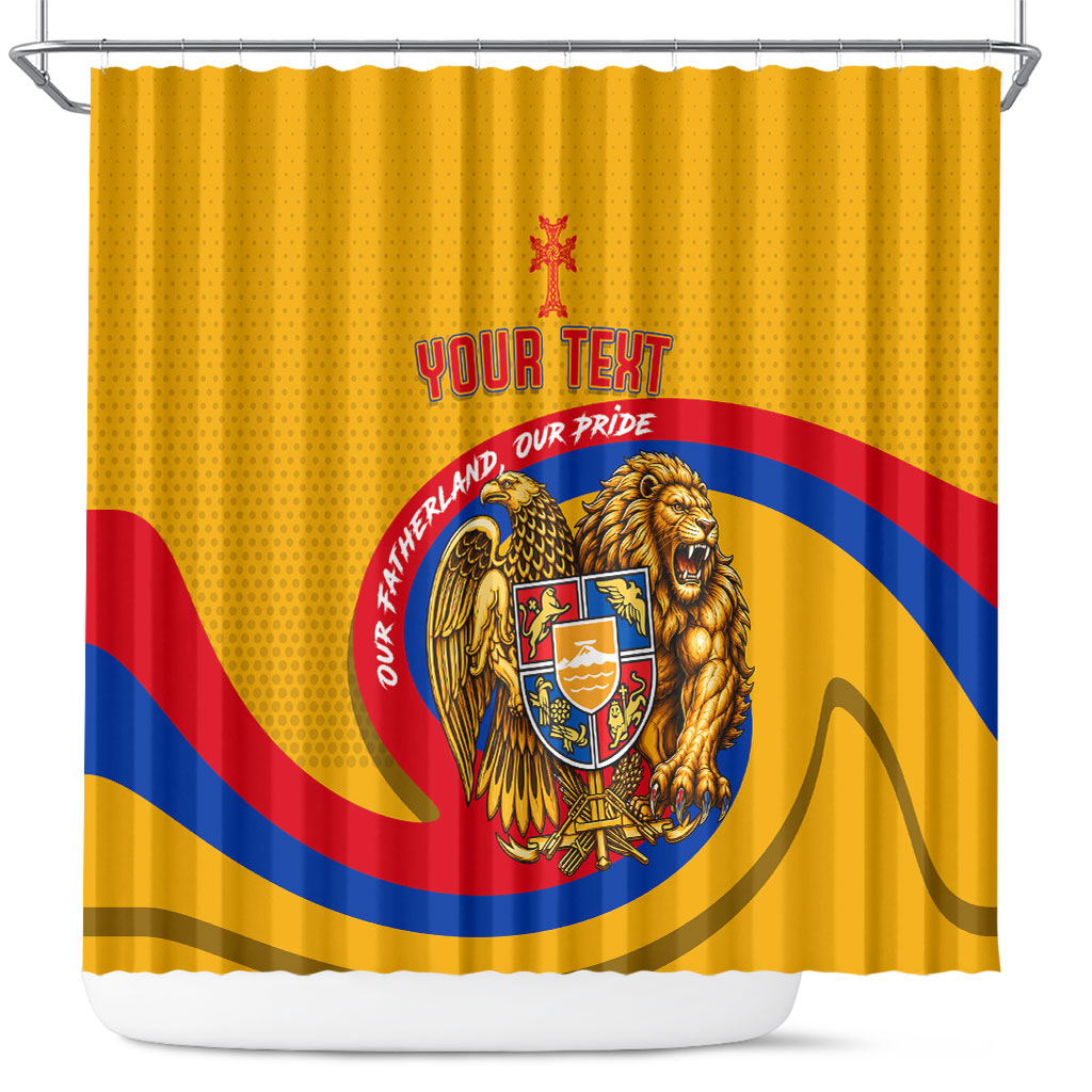Personalized Armenia Coat Of Arms Shower Curtain Armenian Flag Map And Patriotic Eagle Lion