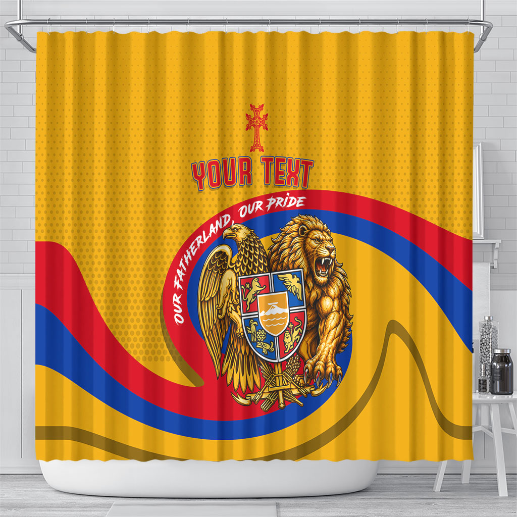 Personalized Armenia Coat Of Arms Shower Curtain Armenian Flag Map And Patriotic Eagle Lion