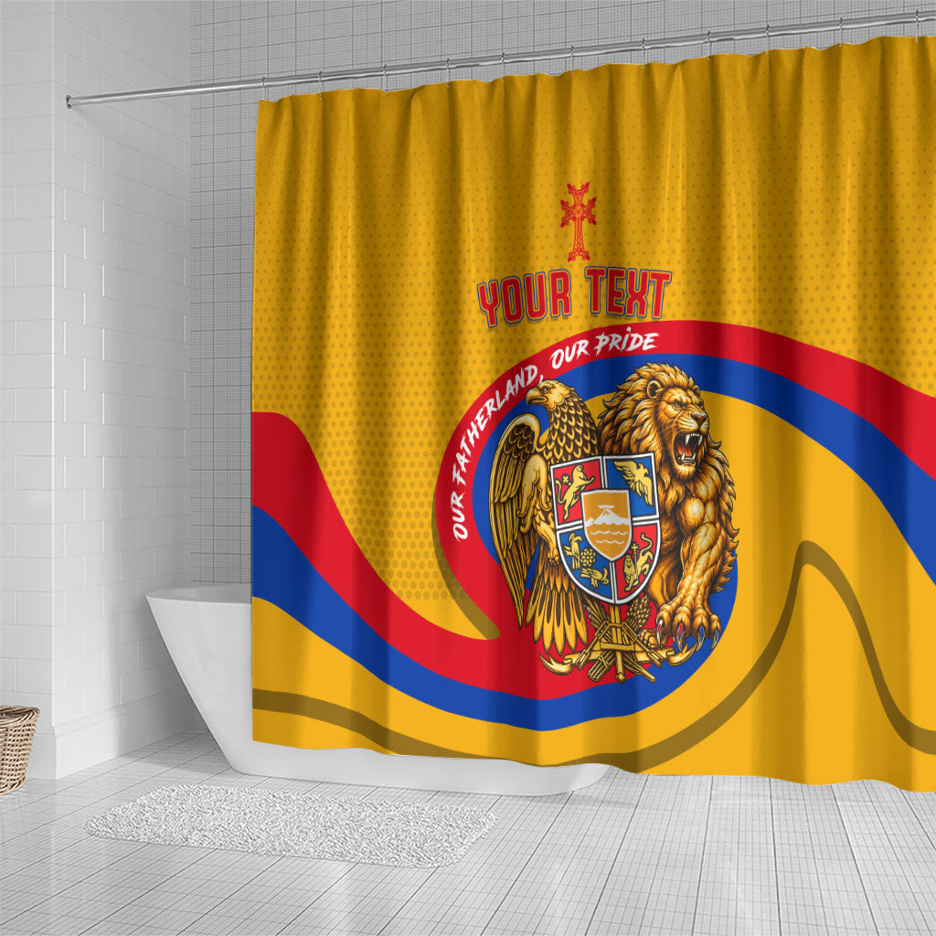 Personalized Armenia Coat Of Arms Shower Curtain Armenian Flag Map And Patriotic Eagle Lion