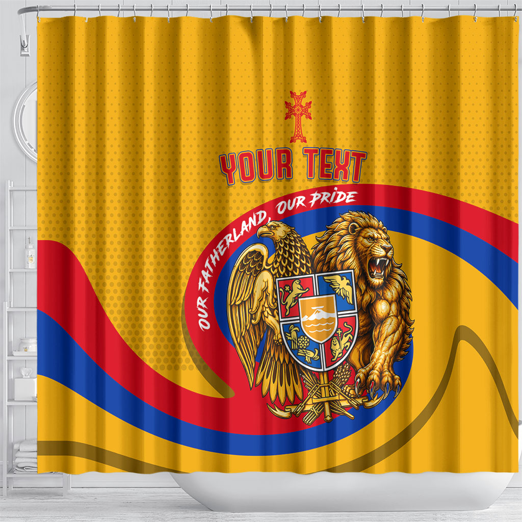 Personalized Armenia Coat Of Arms Shower Curtain Armenian Flag Map And Patriotic Eagle Lion