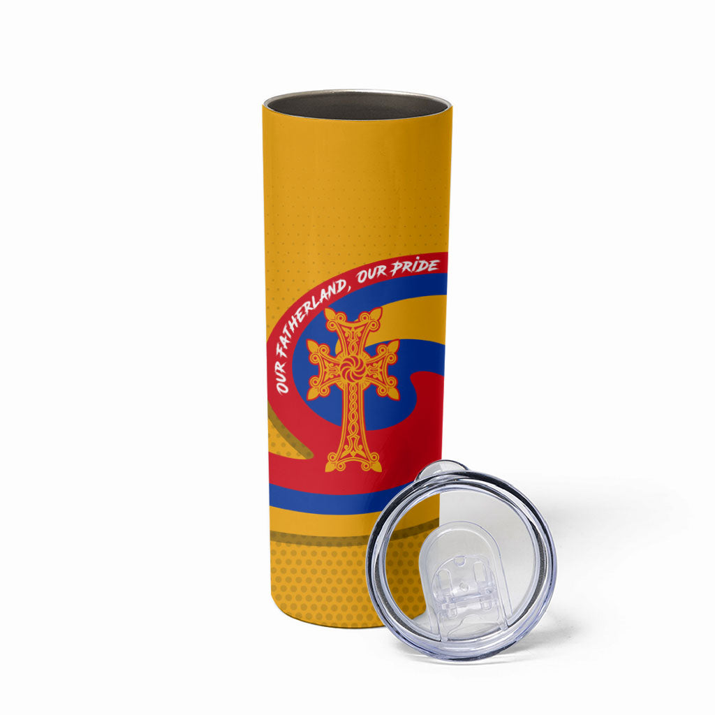 Personalized Armenia Coat Of Arms Skinny Tumbler Armenian Flag Map And Patriotic Eagle Lion