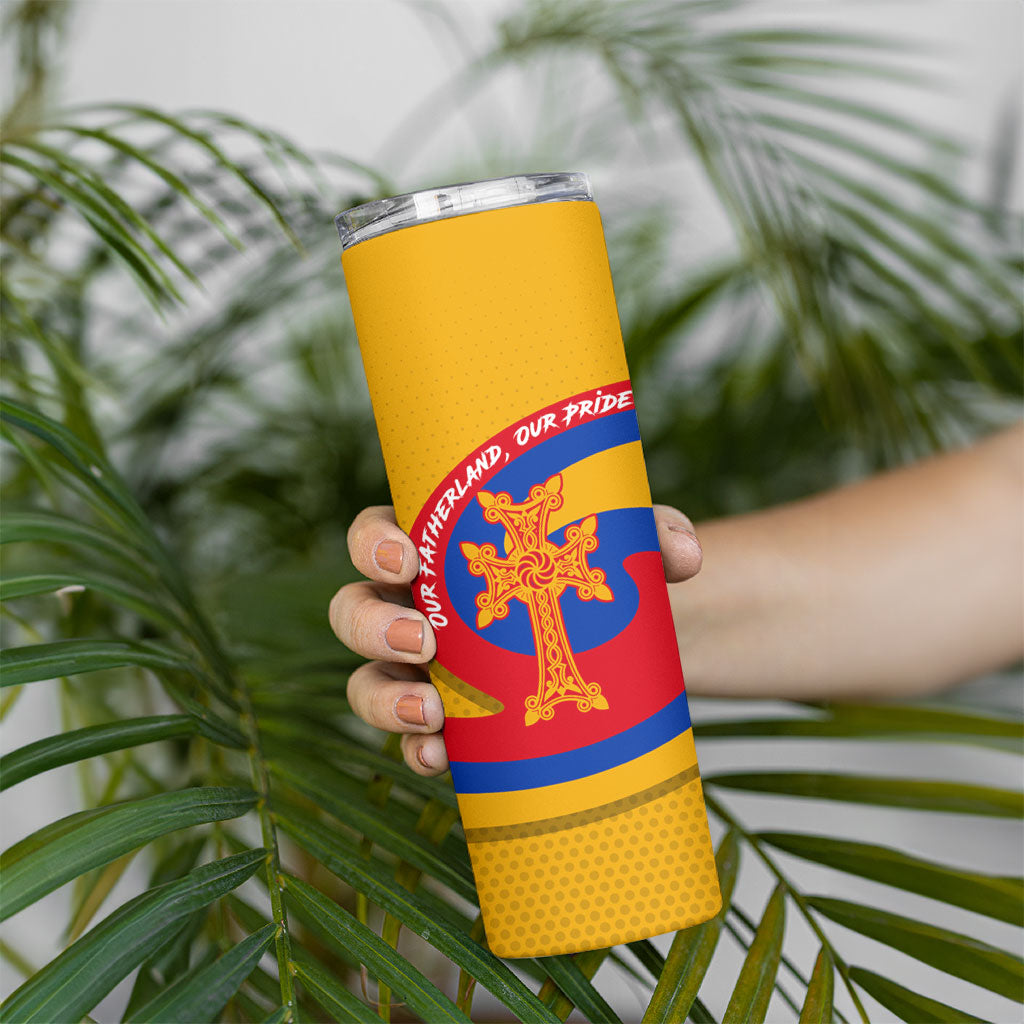 Personalized Armenia Coat Of Arms Skinny Tumbler Armenian Flag Map And Patriotic Eagle Lion