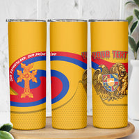 Personalized Armenia Coat Of Arms Skinny Tumbler Armenian Flag Map And Patriotic Eagle Lion