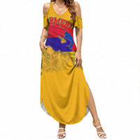 Personalized Armenia Coat Of Arms Summer Maxi Dress Armenian Flag Map And Patriotic Eagle Lion