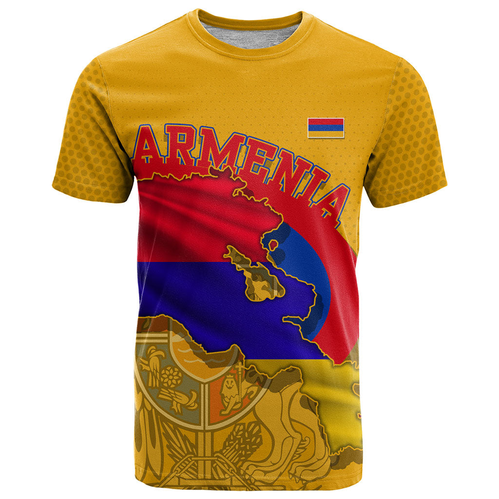 Personalized Armenia Coat Of Arms T Shirt Armenian Flag Map And Patriotic Eagle Lion
