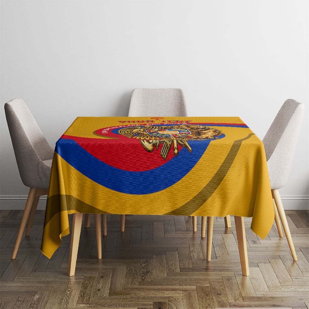 Personalized Armenia Coat Of Arms Tablecloth Armenian Flag Map And Patriotic Eagle Lion