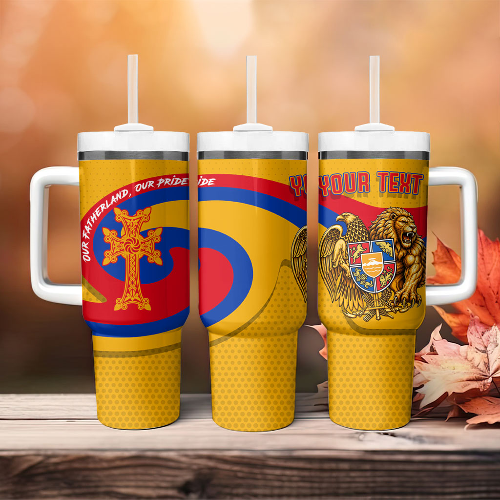 Personalized Armenia Coat Of Arms Tumbler With Handle Armenian Flag Map And Patriotic Eagle Lion