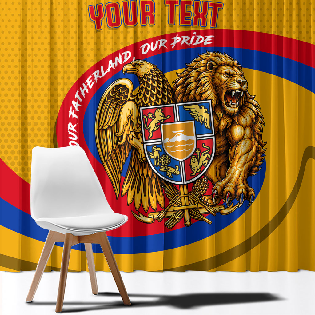 Personalized Armenia Coat Of Arms Window Curtain Armenian Flag Map And Patriotic Eagle Lion