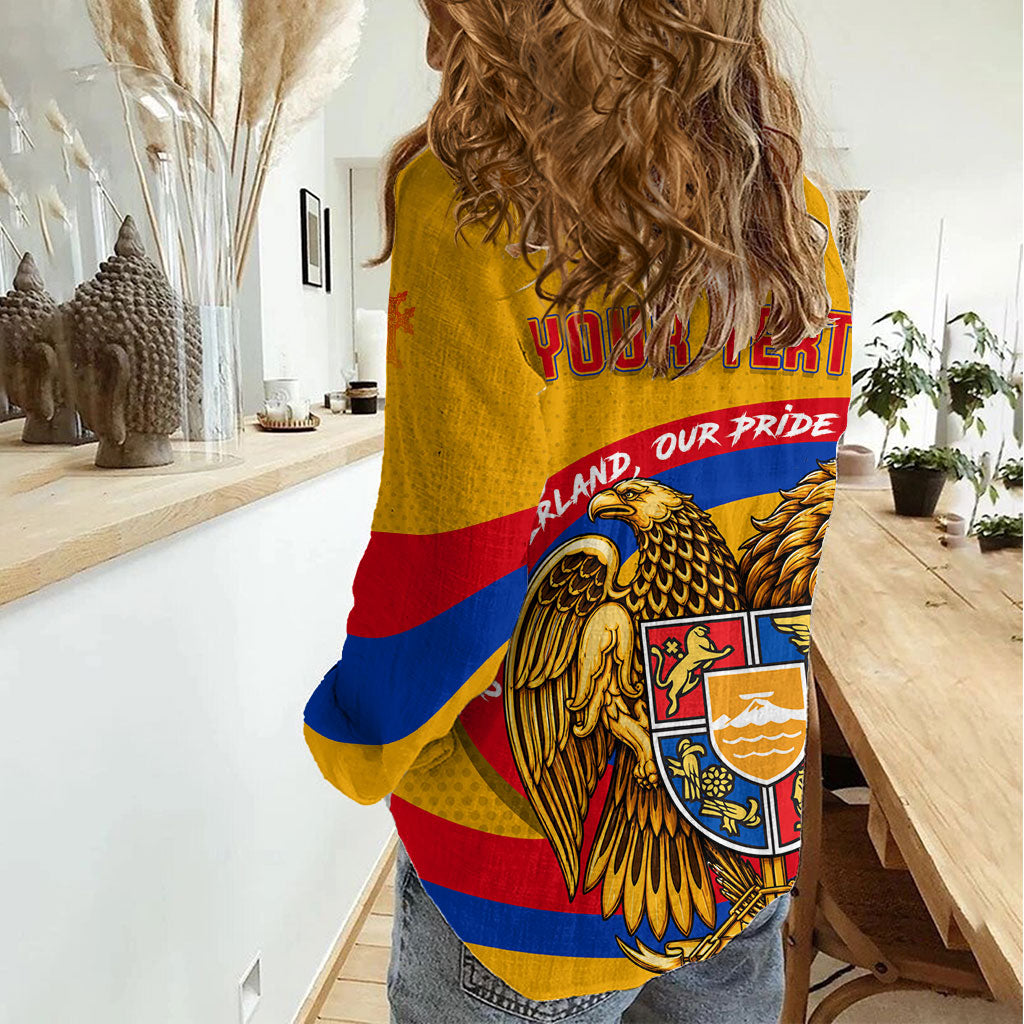 Personalized Armenia Coat Of Arms Women Casual Shirt Armenian Flag Map And Patriotic Eagle Lion