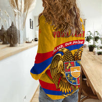 Personalized Armenia Coat Of Arms Women Casual Shirt Armenian Flag Map And Patriotic Eagle Lion