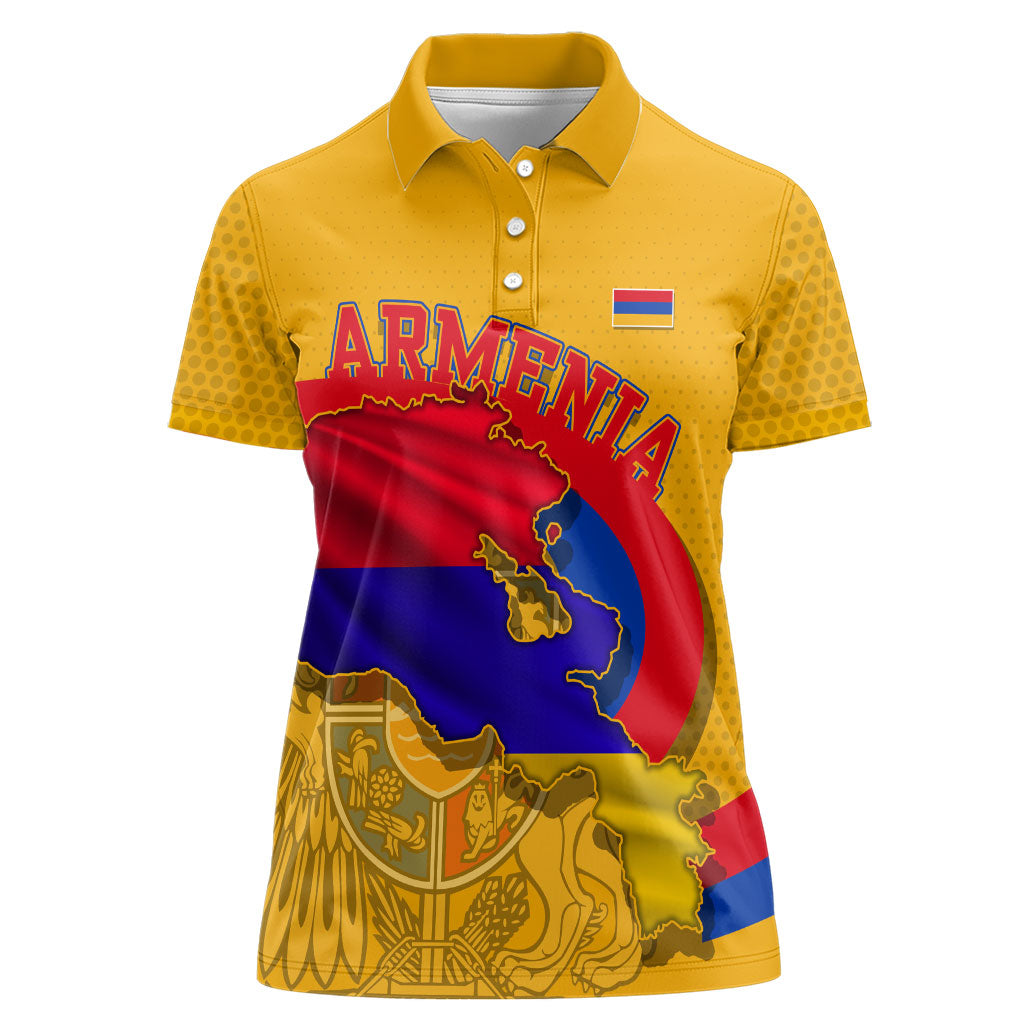 Personalized Armenia Coat Of Arms Women Polo Shirt Armenian Flag Map And Patriotic Eagle Lion