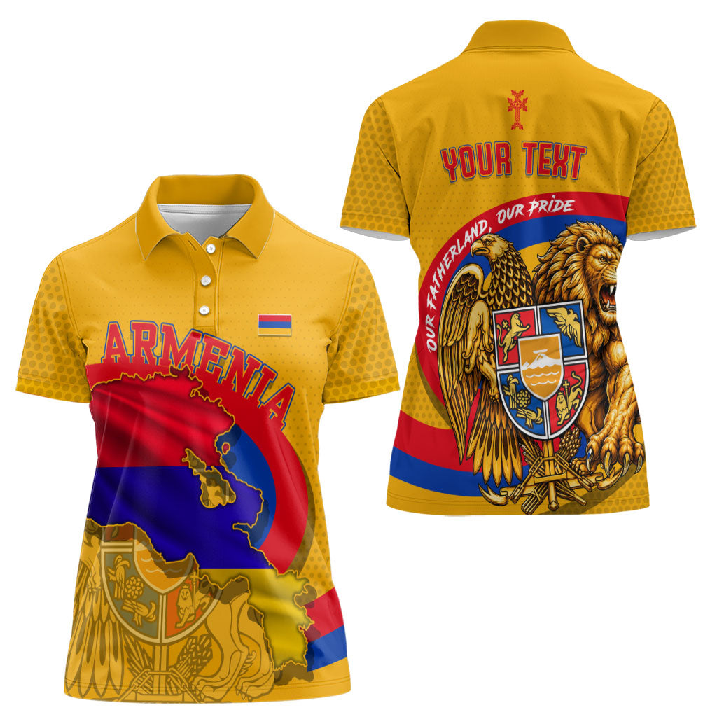 Personalized Armenia Coat Of Arms Women Polo Shirt Armenian Flag Map And Patriotic Eagle Lion