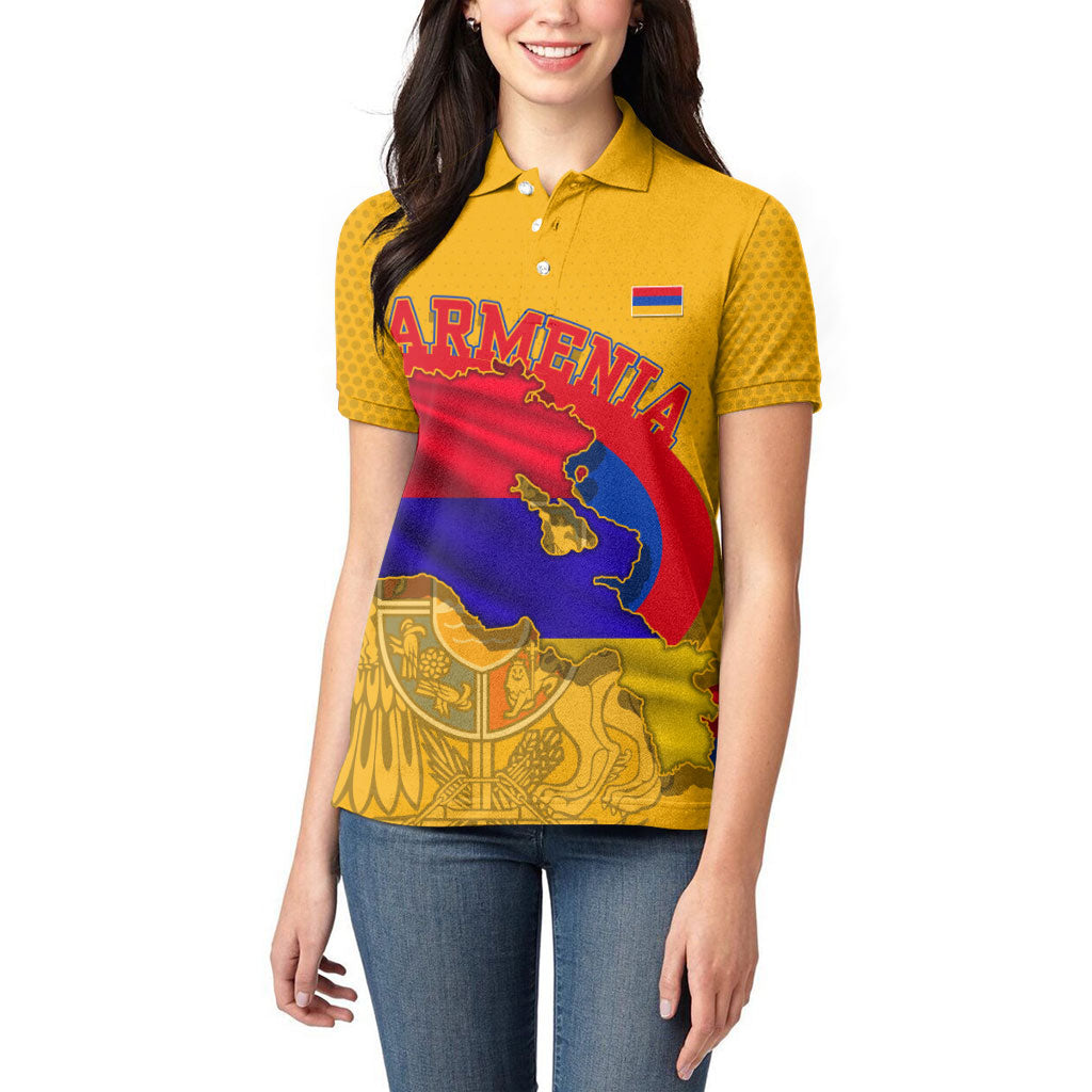Personalized Armenia Coat Of Arms Women Polo Shirt Armenian Flag Map And Patriotic Eagle Lion