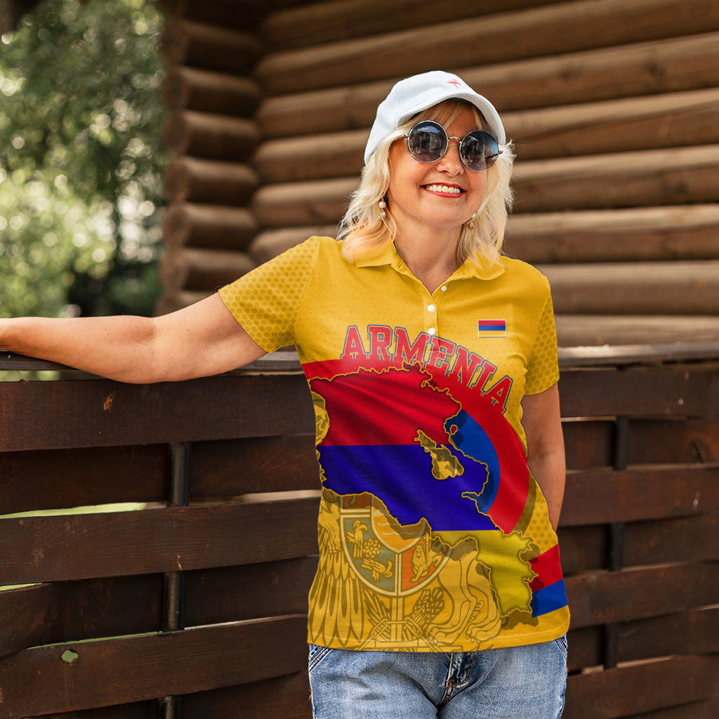 Personalized Armenia Coat Of Arms Women Polo Shirt Armenian Flag Map And Patriotic Eagle Lion