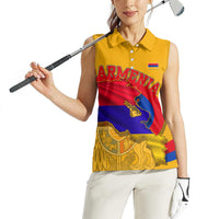 Personalized Armenia Coat Of Arms Women Sleeveless Polo Shirt Armenian Flag Map And Patriotic Eagle Lion