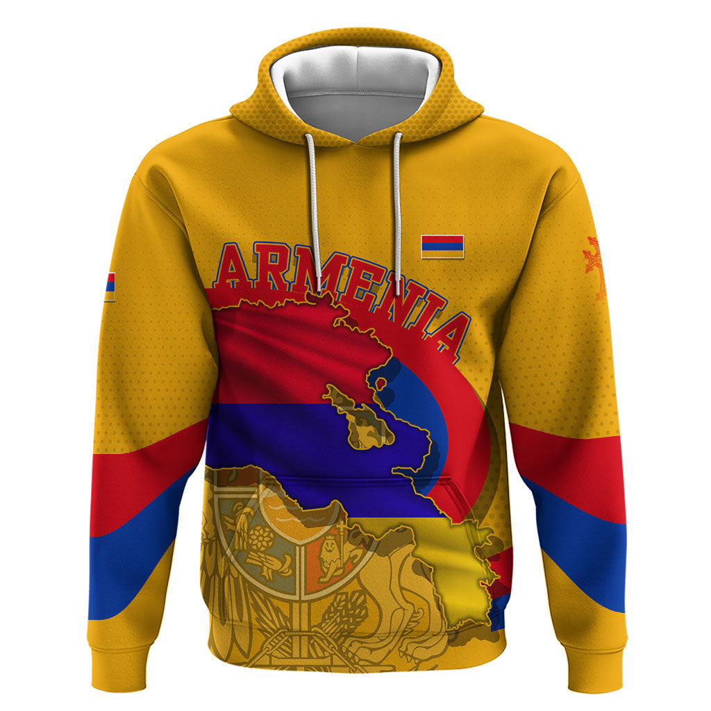 Personalized Armenia Coat Of Arms Zip Hoodie Armenian Flag Map And Patriotic Eagle Lion