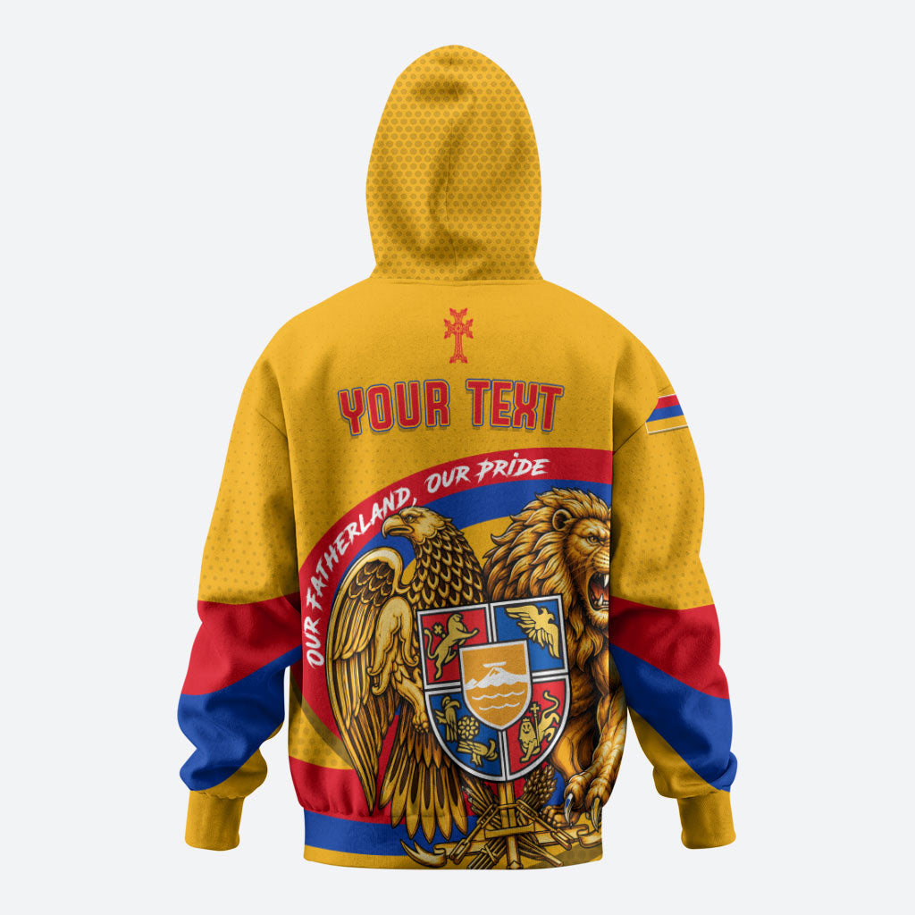 Personalized Armenia Coat Of Arms Zip Hoodie Armenian Flag Map And Patriotic Eagle Lion