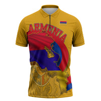 Personalized Armenia Coat Of Arms Zipper Polo Shirt Armenian Flag Map And Patriotic Eagle Lion