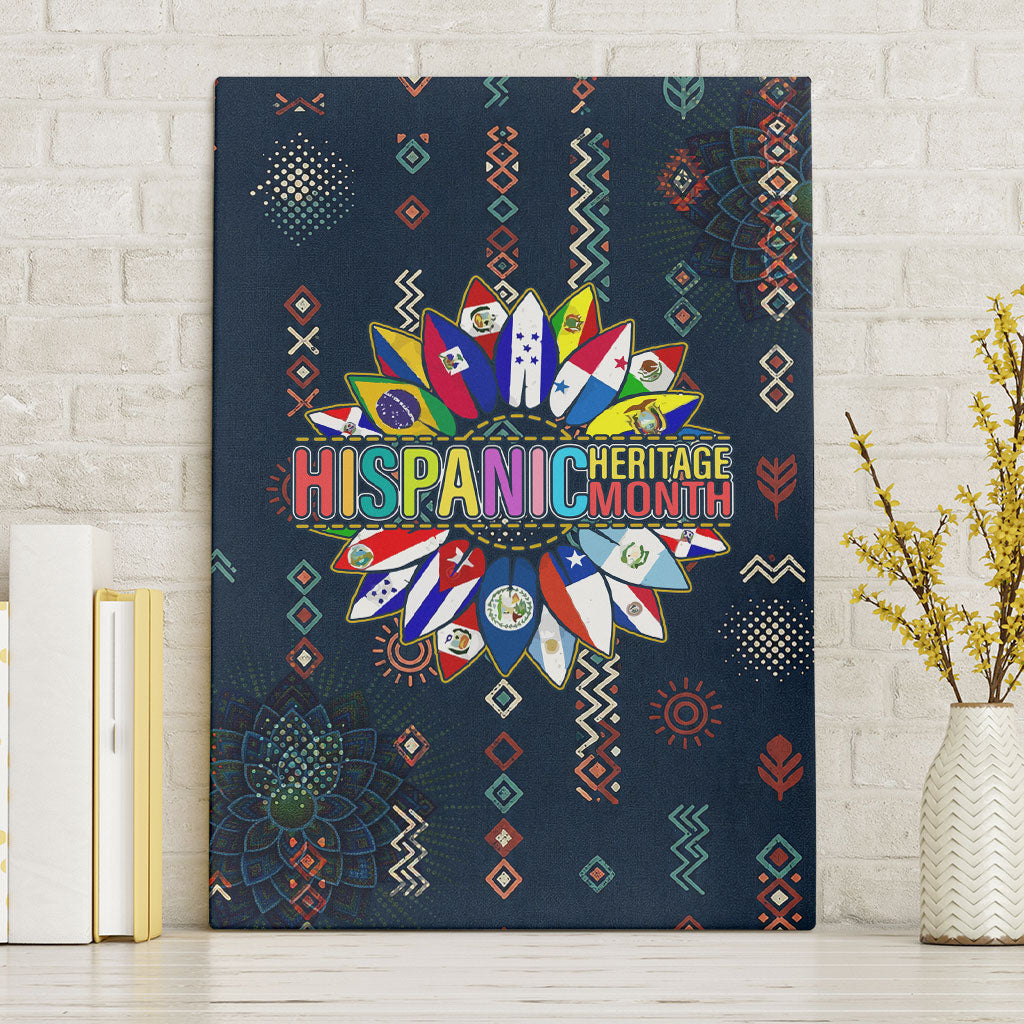 Hispanic Heritage Month Canvas Wall Art Colorful Aztec Mandala - Latin American Flags Culture History