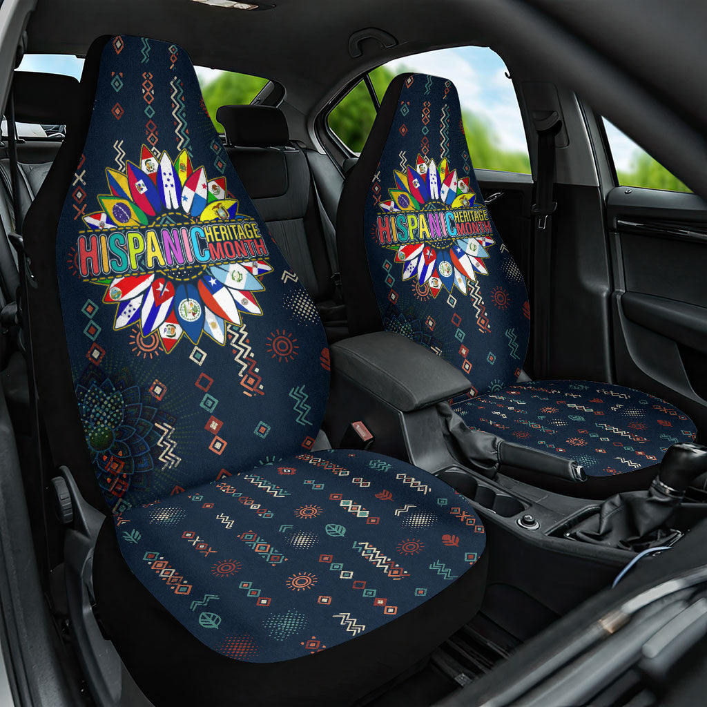 Hispanic Heritage Month Car Seat Cover Colorful Aztec Mandala - Latin American Flags Culture History