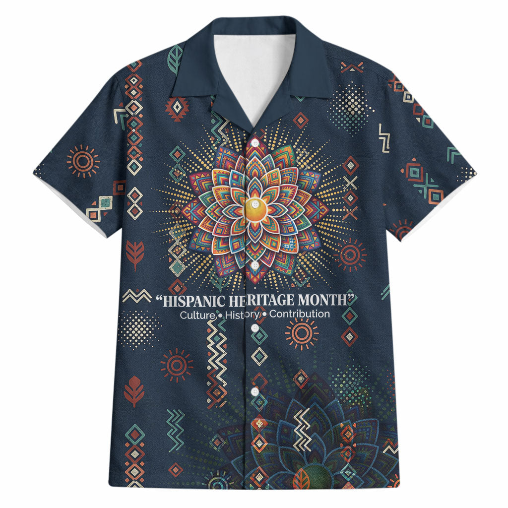 Hispanic Heritage Month Hawaiian Shirt Colorful Aztec Mandala - Latin American Flags Culture History