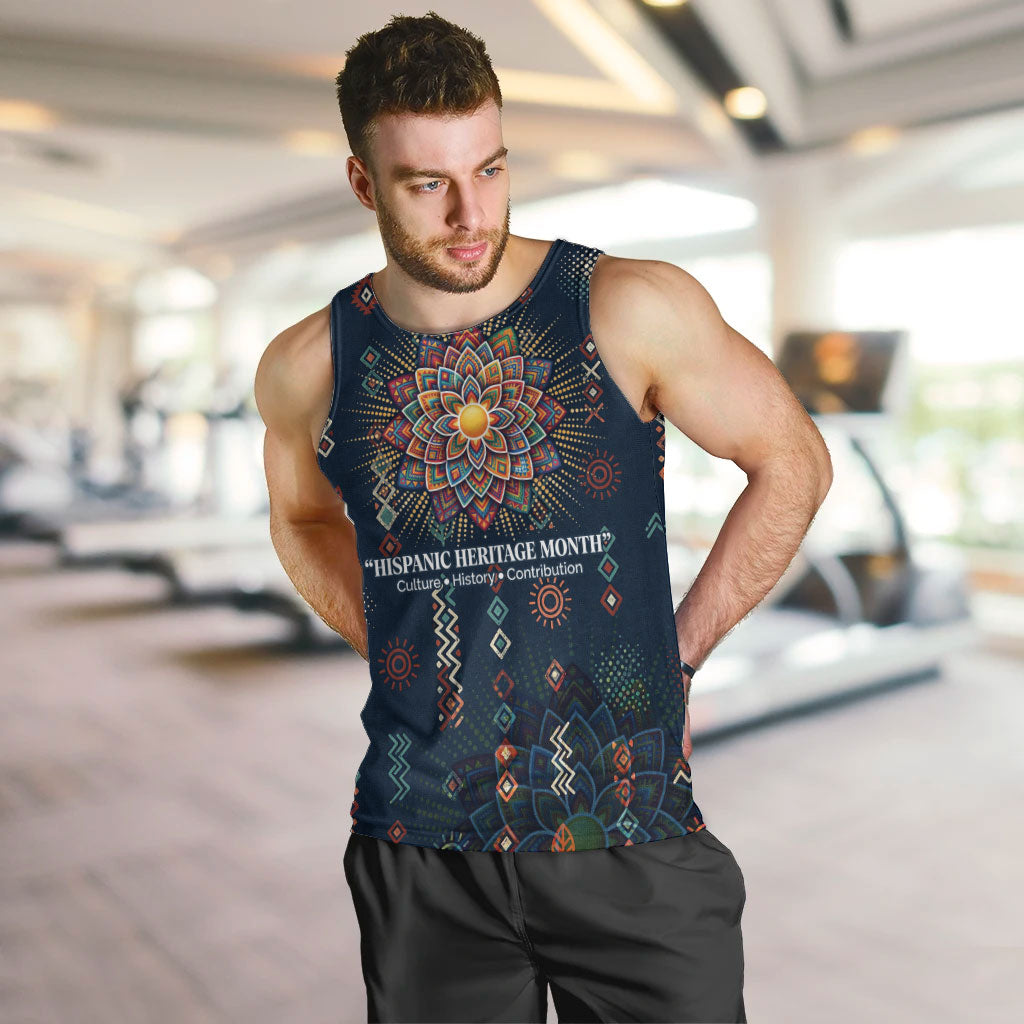 Hispanic Heritage Month Men Tank Top Colorful Aztec Mandala - Latin American Flags Culture History