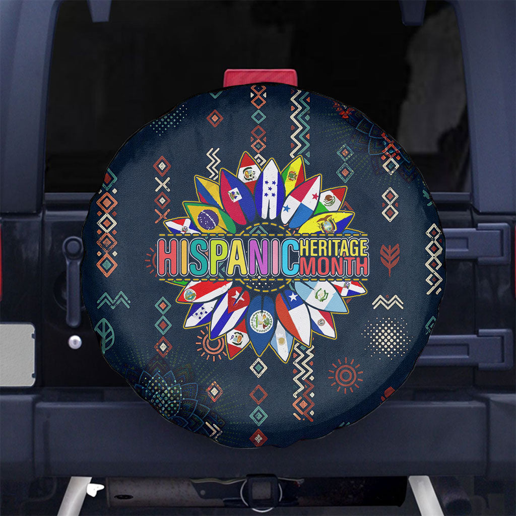 Hispanic Heritage Month Spare Tire Cover Colorful Aztec Mandala - Latin American Flags Culture History