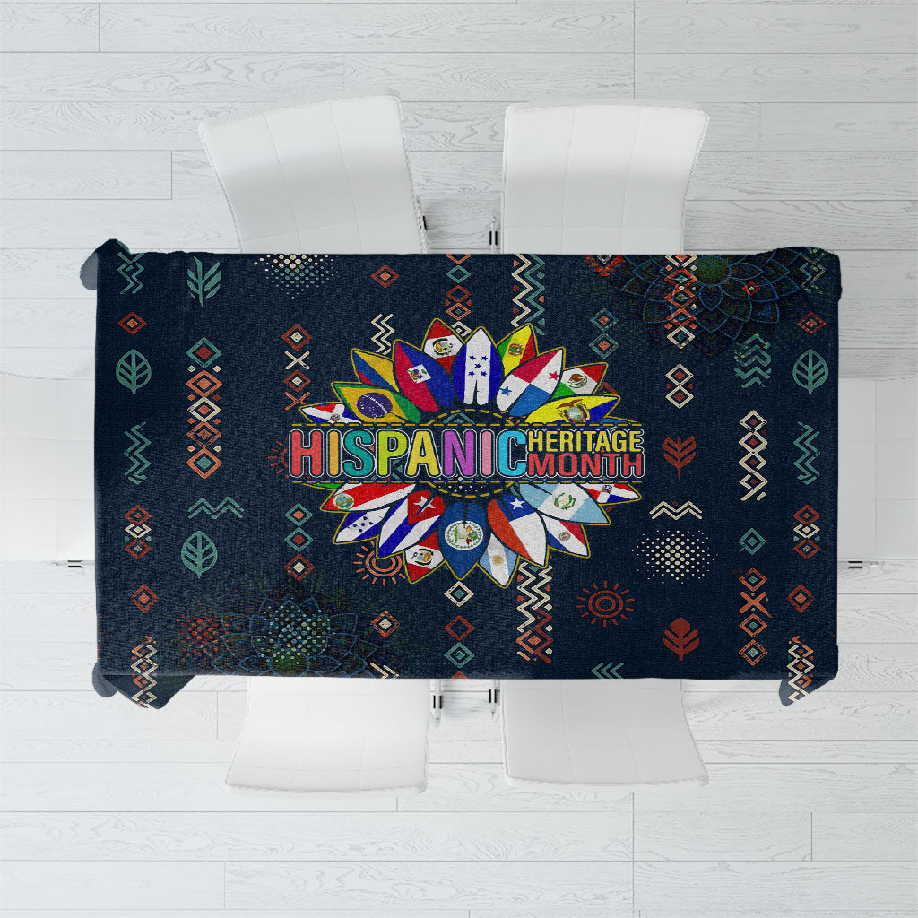 Hispanic Heritage Month Tablecloth Colorful Aztec Mandala - Latin American Flags Culture History
