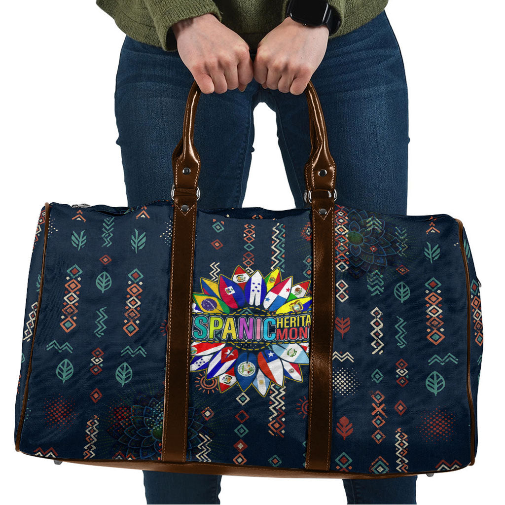 Hispanic Heritage Month Travel Bag Colorful Aztec Mandala - Latin American Flags Culture History