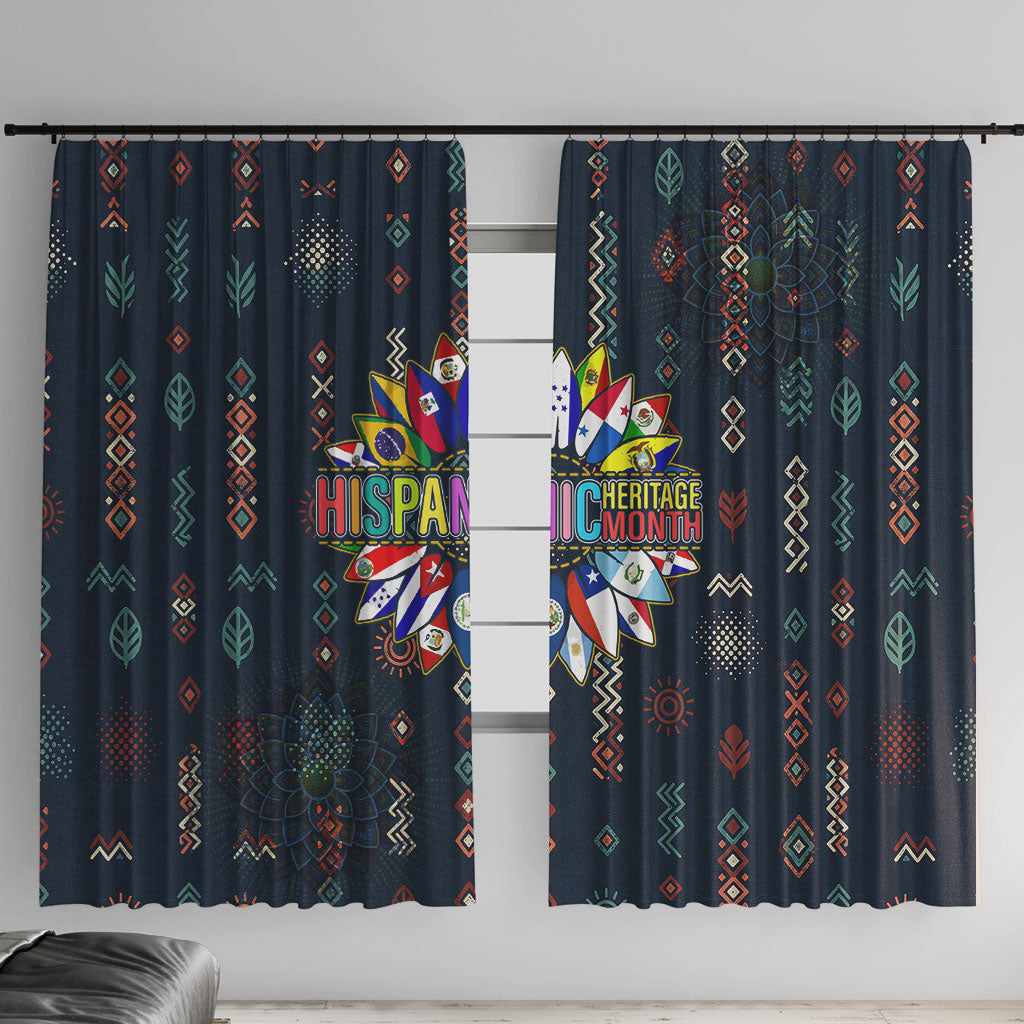 Hispanic Heritage Month Window Curtain Colorful Aztec Mandala - Latin American Flags Culture History