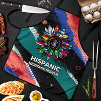 Hispanic Heritage Month Unidos We Rise Apron Vibrant Sunflower Flags - Globe Graphic With Splatter Paint