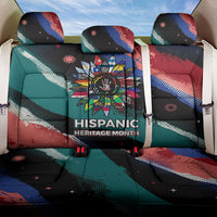 Hispanic Heritage Month Unidos We Rise Back Car Seat Cover Vibrant Sunflower Flags - Globe Graphic With Splatter Paint
